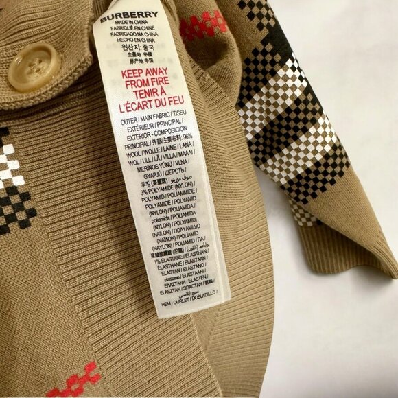 NWT Authentic  Burberry Kids Wool-Blend Check Cardigan - Picture 5 of 7